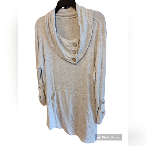 Tops - Oatmeal XL Cowl Neck 3/4 Sleeve Tunic